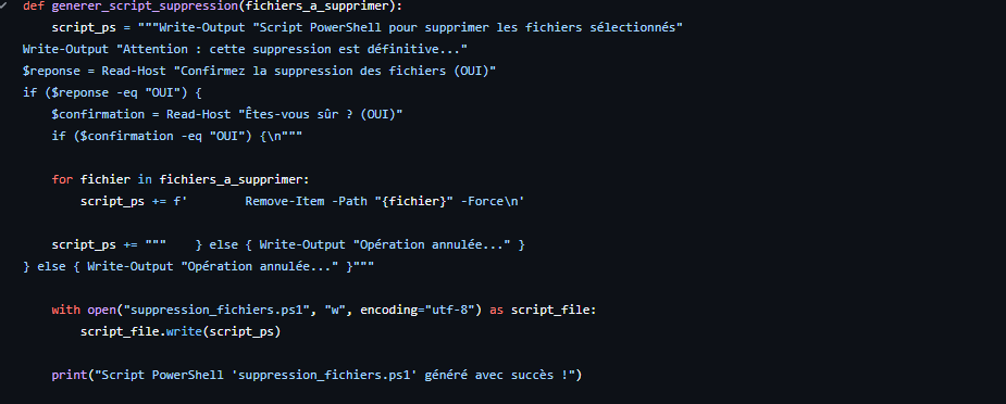 Script PowerShell généré